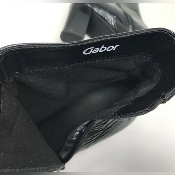 GABOR Ankle Boot Black Crinkle Patent Leather Side Zip Heel Womens SIZE US 9.5 - Picture 4 of 7